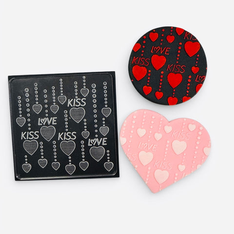 KISS LOVE HEARTS VALENTINES RAISE IT UP COOKIE STAMP - Whip It Up Cake Supplies