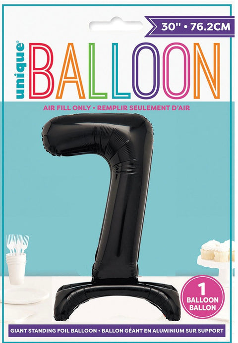 #7 GIANT 76cm BLACK AIR FILLED STANDING BALLOON - Whip It Up Cake Supplies