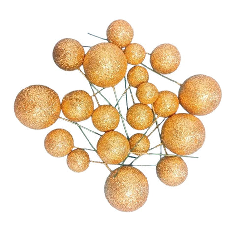 GOLD GLITTER CAKE BALLS 18 pack - NON EDIBLE