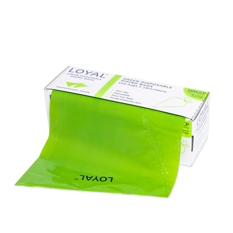 18" GREEN DISPOSABLE PIPING BAGS x 100 by LOYAL - Whip It Up Cake Supplies