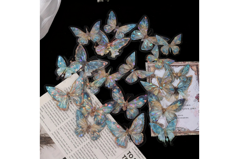 CRYSTAL BLUE BUTTERFLY TOPPERS 20 pack - NON EDIBLE - Whip It Up Cake Supplies