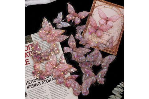 PINK CRYSTAL BUTTERFLY TOPPERS 20 pack - NON EDIBLE - Whip It Up Cake Supplies