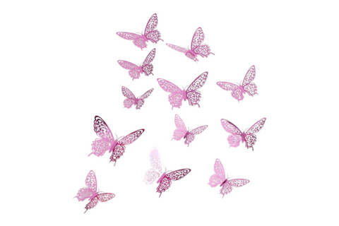 PINK METALLIC BUTTERFLY TOPPERS 12 pack - NON EDIBLE - Whip It Up Cake Supplies