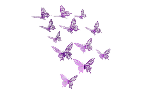 PURPLE METALLIC BUTTERFLY TOPPERS 12 pack - NON EDIBLE - Whip It Up Cake Supplies