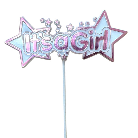 IT'S A GIRL PICK METALLIC PINK - Whip It Up Cake Supplies