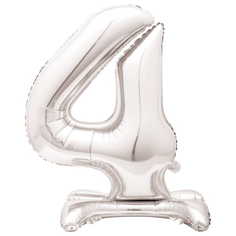 #4 GIANT 76cm SILVER AIR FILLED STANDING BALLOON - Whip It Up Cake Supplies