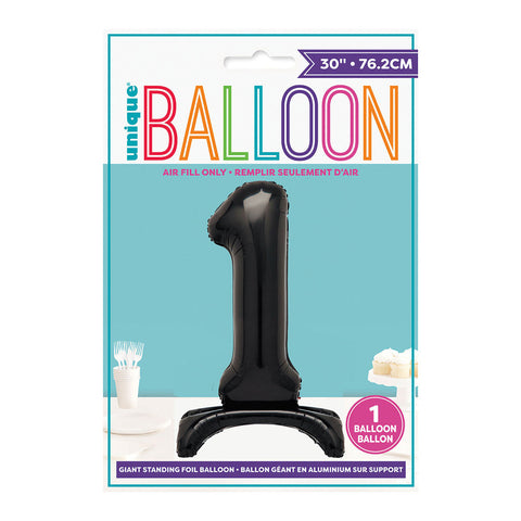 #1 GIANT 76cm BLACK AIR FILLED STANDING BALLOON - Whip It Up Cake Supplies