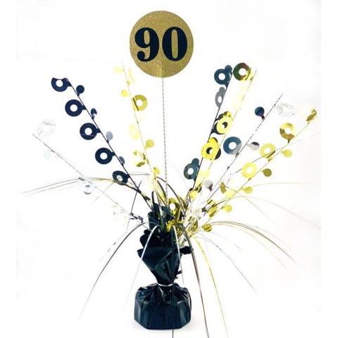 90 CENTREPIECE TABLE DECORATION BLACK AND GOLD - Whip It Up Cake Supplies