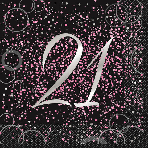 GLITZ PINK 21st LUNCH NAPKINS 16 pack - Whip It Up Cake Supplies