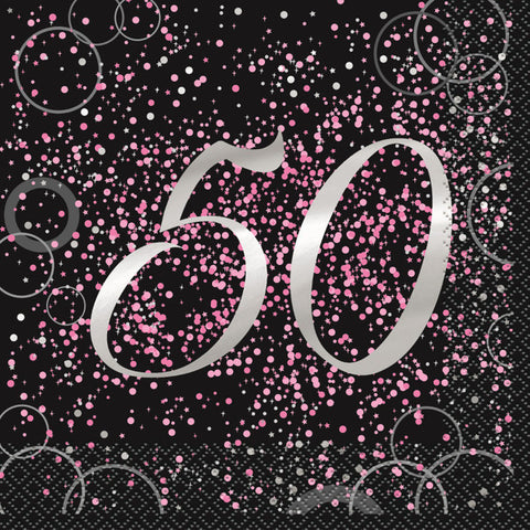 GLITZ PINK 50th LUNCH NAPKINS 16 pack - Whip It Up Cake Supplies