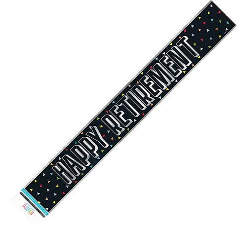 HAPPY RETIREMENT FOIL BANNER 3.65m - Whip It Up Cake Supplies