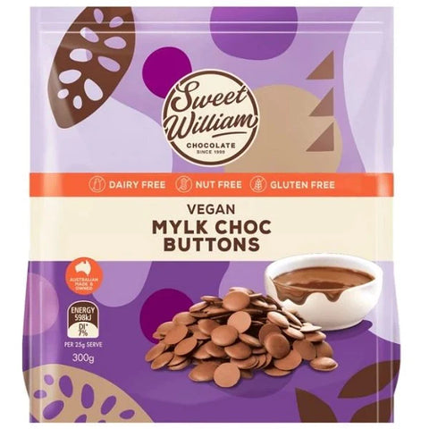 DAIRY FREE MILK CHOC BAKING BUTTONS 300g - Whip It Up Cake Supplies