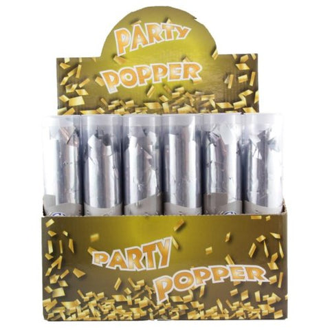 Twist Poppers 20cm Silver (Silver Foil Confetti) Box24 - Whip It Up Cake Supplies