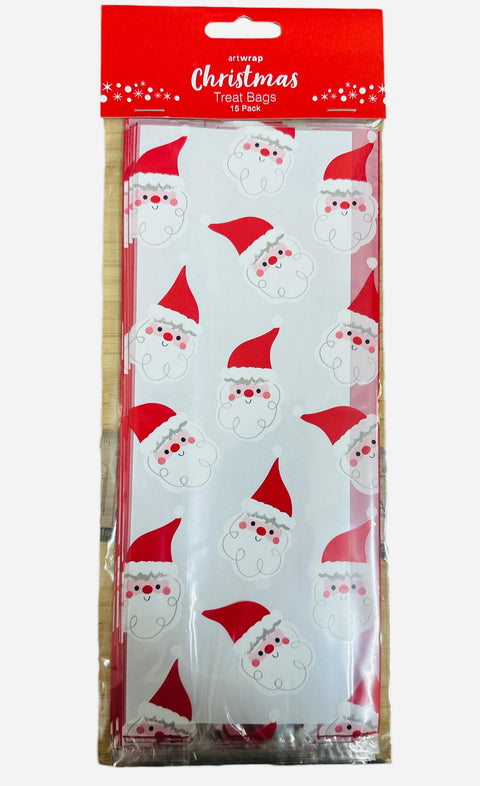 CHRISTMAS TREAT CELLOPHANE BAGS 15 pack