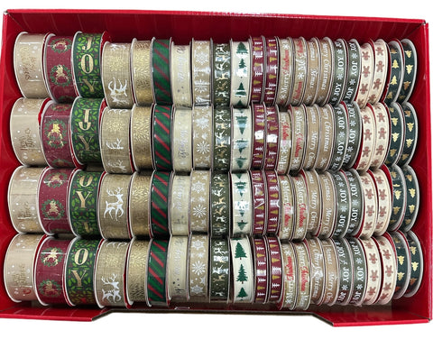 CHRISTMAS RIBBON 2m ASSORTED NATURAL