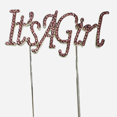 IT'S A GIRL DIAMANTE CAKE PIN - Whip It Up Cake Supplies