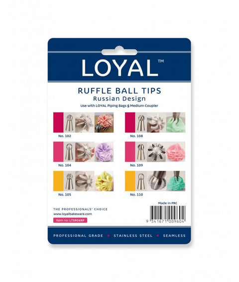 RUSSIAN RUFFLE BALL PIPING TIPS x 6 - Whip It Up Cake Supplies