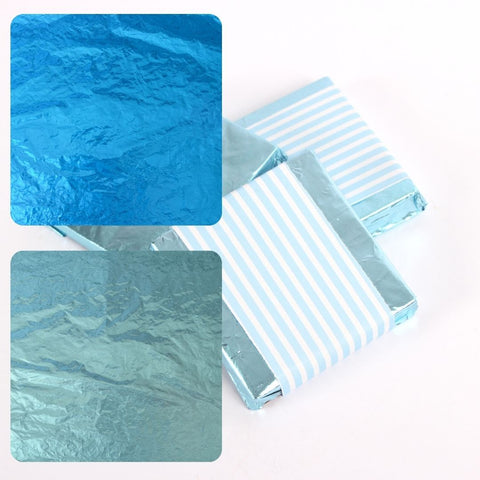 LIGHT BLUE FOIL SHEETS FOR CHOCOLATE 100g 50cm X 35cm