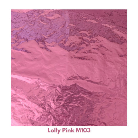 LOLLY PINK FOIL SHEETS FOR CHOCOLATE 100g 50cm X 35cm