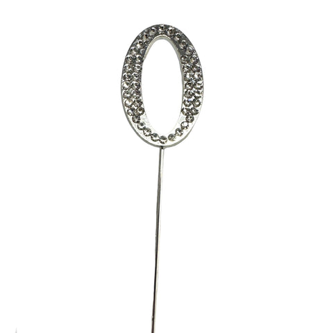 SILVER #0 DIAMANTE CAKE PIN 4.5CM - Whip It Up Cake Supplies