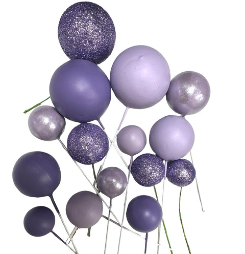 CAKE BALL PURPLE DECORATIONS 15 pack - NON EDIBLE - Whip It Up Cake Supplies