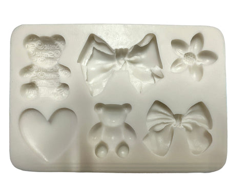 BEAR, BOW, HEART & FLOWER SILICONE MOULD - Whip It Up Cake Supplies