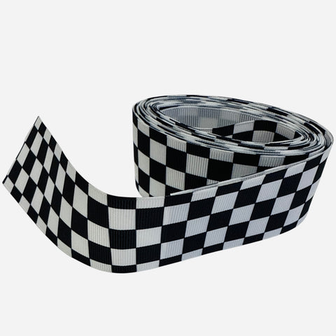 CHECKERED BLACK & WHITE RACING THEME RIBBON - Whip It Up Cake Supplies