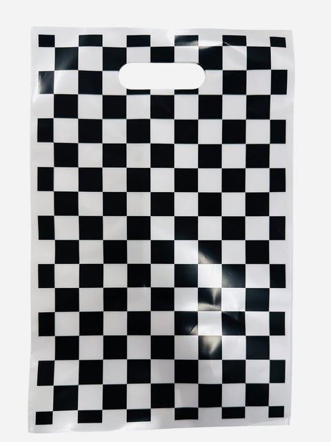 CHECKERED BLACK & WHITE RACING THEME PARTY LOOT BAGS - 8pk - Whip It Up Cake Supplies