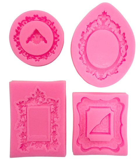 VINTAGE FRAME SILICONE MOULDS - 4 pc - Whip It Up Cake Supplies