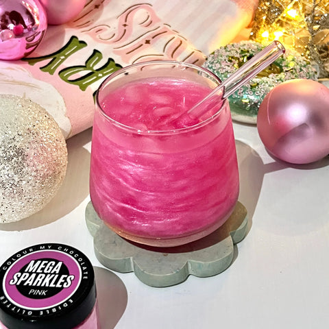 PINK MEGA SPARKLES - EDIBLE & DRINKABLE GLITTER - Whip It Up Cake Supplies