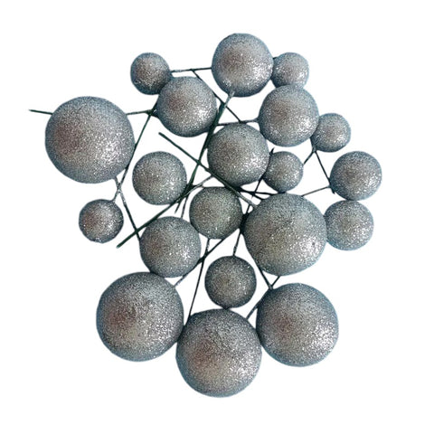 SILVER GLITTER CAKE BALLS 18 pack - NON EDIBLE