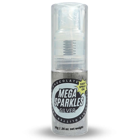 SILVER MEGA SPARKLES PUMP 10g - Whip It Up Cake Supplies