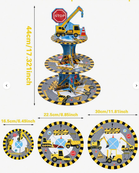 CONSTRUCTION CUPCAKE STAND 3 TIER - Whip It Up Cake Supplies