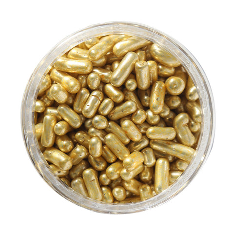 METALLIC GOLD JIMMIES 85g by SPRINKS - Whip It Up Cake Supplies