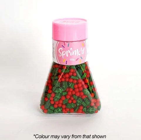 HOLLY & BERRIES SPRINKLES 100g