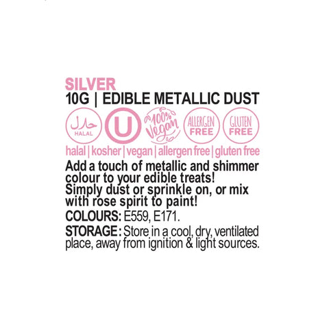 VIVID METALLIC SILVER EDIBLE DUST 10g