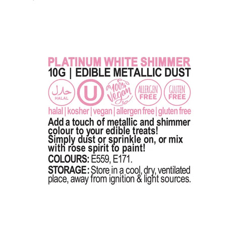 VIVID PLATINUM WHITE SHIMMER EDIBLE DUST 10g