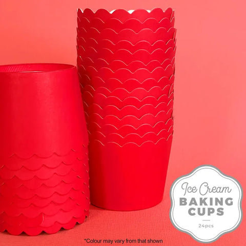 ICE CREAM BAKING CUPS RED 24pk - Whip It Up Cake Supplies