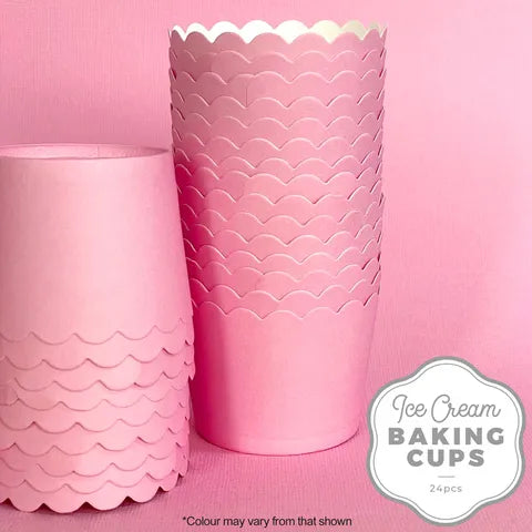 ICE CREAM BAKING CUPS PASTEL PINK 24pk - Whip It Up Cake Supplies