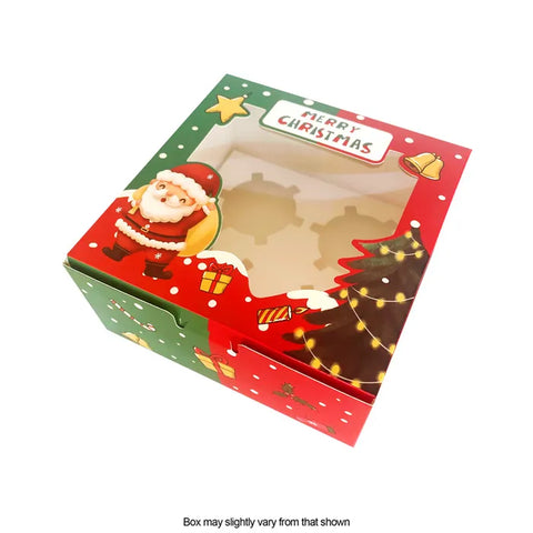 CHRISTMAS 4 HOLE WINDOW CUPCAKE BOX - Whip It Up Cake Supplies