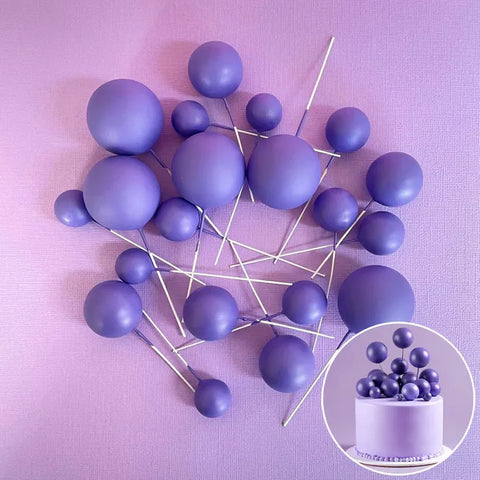 CAKE BALL DARK PURPLE DECORATIONS 20 pack - NON EDIBLE - Whip It Up Cake Supplies