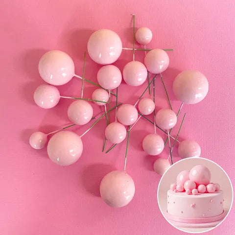 CAKE BALL BABY PINK DECORATIONS 20 pack - NON EDIBLE - Whip It Up Cake Supplies