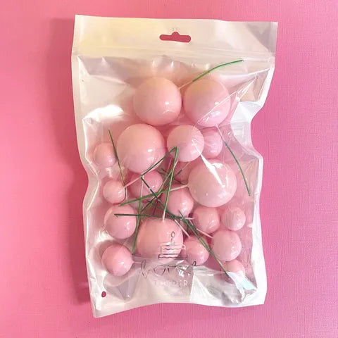 CAKE BALL BABY PINK DECORATIONS 20 pack - NON EDIBLE - Whip It Up Cake Supplies
