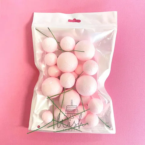 CAKE BALLS BABY PINK GLITTER 20 pack - NON EDIBLE - Whip It Up Cake Supplies
