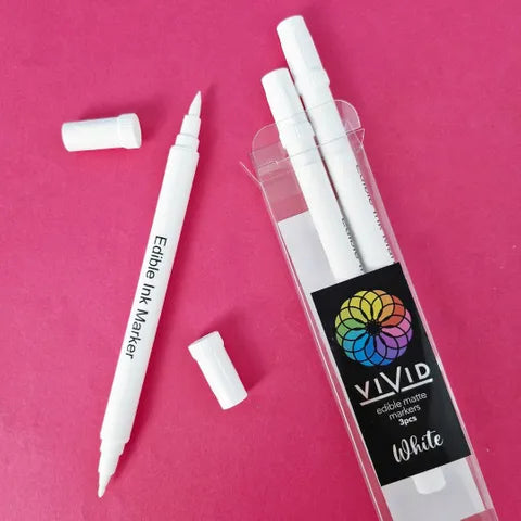 WHITE EDIBLE MATTE MARKERS 3 pack - Whip It Up Cake Supplies