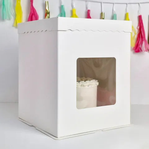 WHITE TALL CAKE BOX 12" x 12" x 13.3" TALL