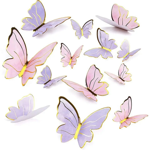 BUTTERFLIES PINK & PURPLE CARDBOARD CAKE TOPPERS 23 piece - Whip It Up Cake Supplies