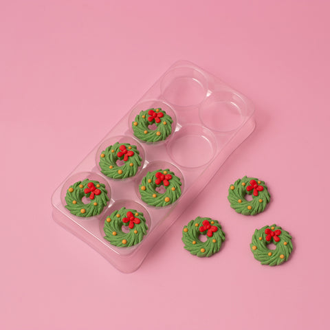 CHRISTMAS WREATHS EDIBLE ICING DECORATIONS 8 pack - Whip It Up Cake Supplies