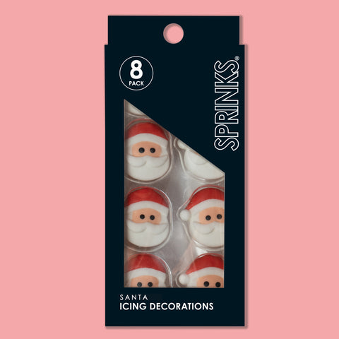 SANTA HEAD EDIBLE ICING DECORATIONS 8 pack - Whip It Up Cake Supplies