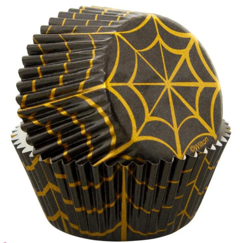 SPIDERWEB GOLD FOIL BAKING CUPS 24 pack